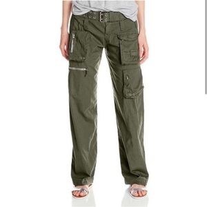 Pete & Greta Pants Womens Olive Green Cargo Pockets Straight Utility Johnny Was